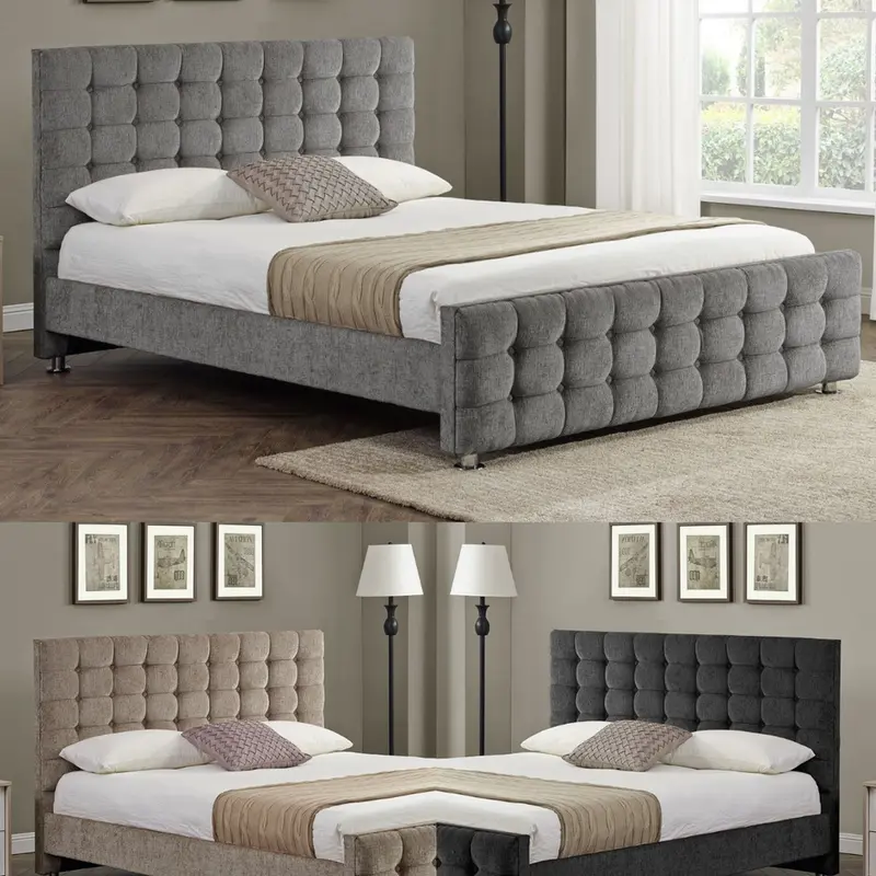 Chenille Fabric Cubic Divan Headboard Bed Head Upholstery Fabrics Headboard Headboards Upholstered Beds 20" Small Double King Super king size. 7