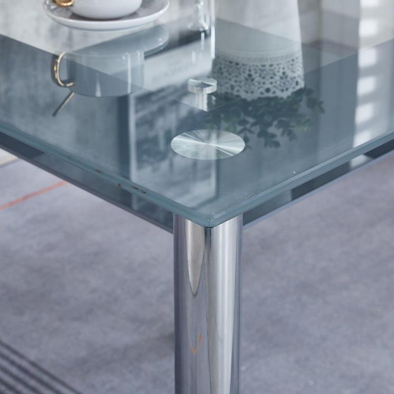 Modernique Compact Tempered Glass Table with 4 Chairs Set Available in Black & Grey 5