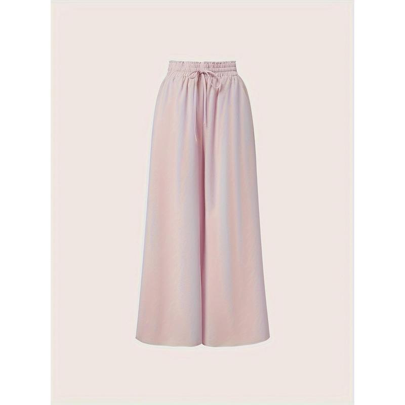 Casual Wide Leg Solid Color Pants - Loose Fit For Spring & Summer - Women's Clothing 2