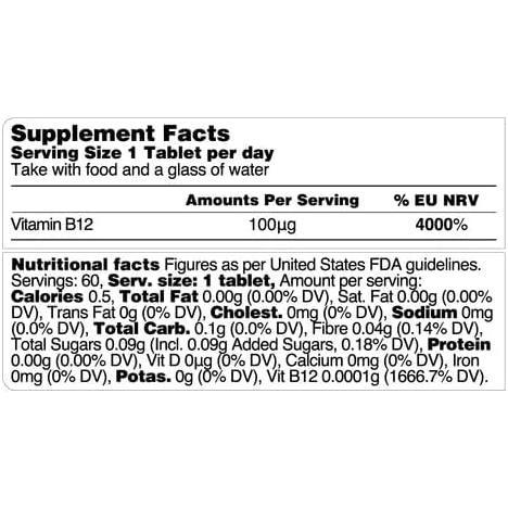 Vegetology Vegan Vitamin B12 Sublingual – Boosts Energy & Brain Function | 100mcg | 60 Tablets 5