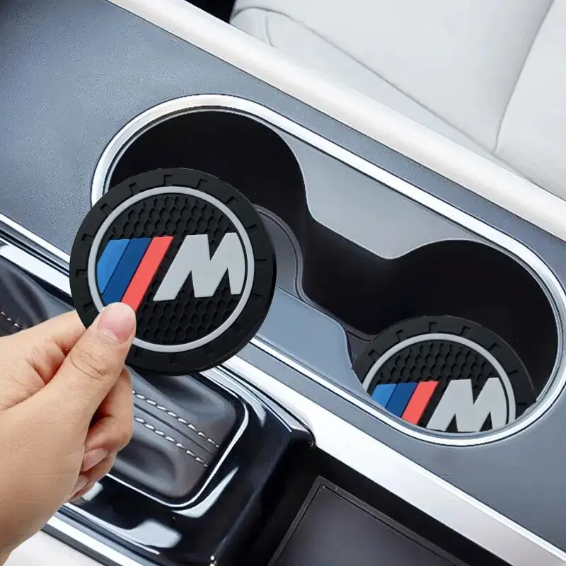 2 x BMW M Series 7cm Car Coaster Cup Holder Mat Water Bottle Anti-Slip Mat 1
