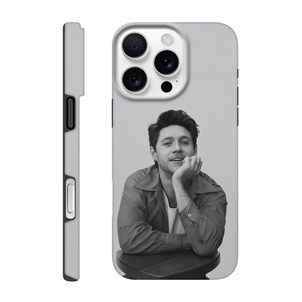 Niall Horan iPhone Tough Phone Case – Black & White Photo Design | Dual Layer Protection | Wireless Charging Compatible | Glossy Finish