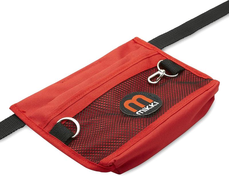 Mikki Dog and Puppy Deluxe Training Treat Bag Pouch - Adjustable Waist Belt Shoulder Strap,Red and Black 1