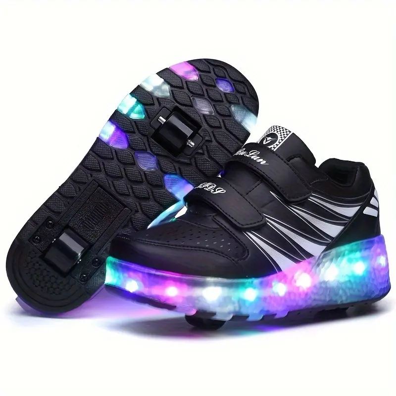 Girl's Fashion LED Light Roller Shoes, Comfy Detachable Wheel Skate Sneakers For Outdoor 6