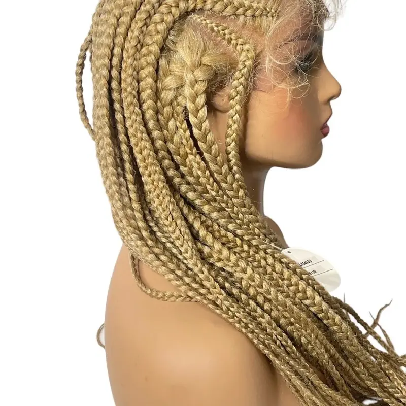 Blonde Braids Lace Long Box Braids Hairstyles With Baby Hair, Hair For Women 6