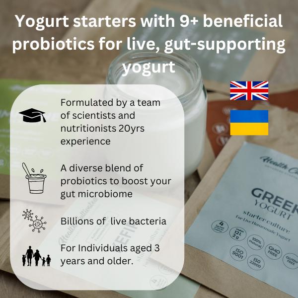 Vegan Yogurt Starter Culture to Make Wholesome Soya Yogurt at Home with 12 probiotics for gut health incl. L.Rhamnosus, L.Casei, L. Acidophilus & Bifidobacterium Infantis | Pack of 4 sachet = 8 Liters of Live & Natural Homemade Yogurt ( 1 month supply ) d 1