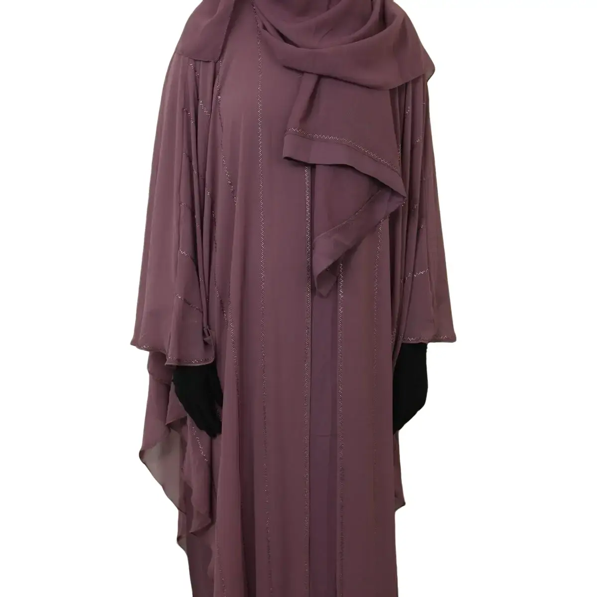 Pink Furasha Model with Total Stonework and Shela - Glamour Style, Long Sleeve, Autumn Season
