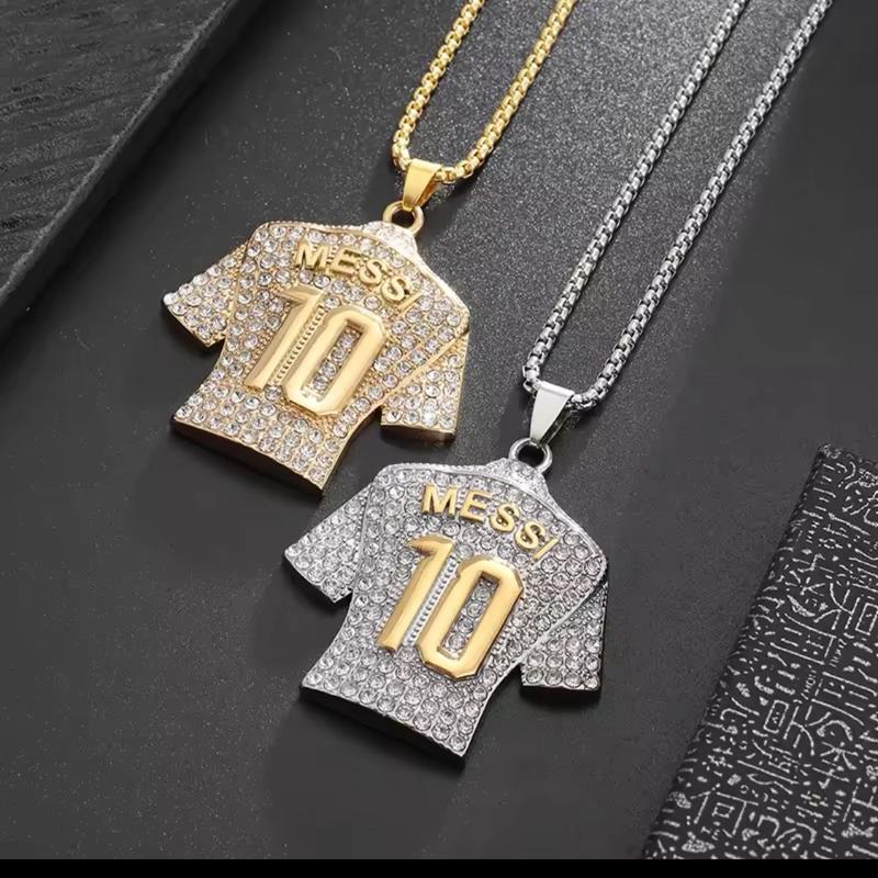 Messi No.10 Sports Jersey Bling Pendant Necklace - for Soccer Fans Gift Boxed 0