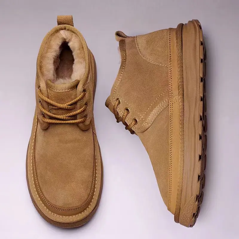 2024 winter new boots cotton shoes snow boots men's autumn and winter velvet warm middle help cotton shoes thickened tooling shoes Footwear Walking Shoes 0