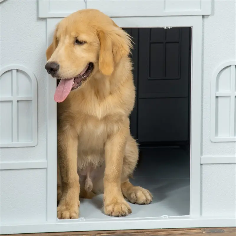 Water-Resistant Dog Kennel House with Slanted Roof – Easy to Clean Dog Crate, Tool-Free Setup, Ventilated Large Space for Dogs up to 30kg (Siberian Huskies, Dalmatians) – Cozy Cottage Design with Spacious Door, Suitable for Indoor and Outdoor Use! 4
