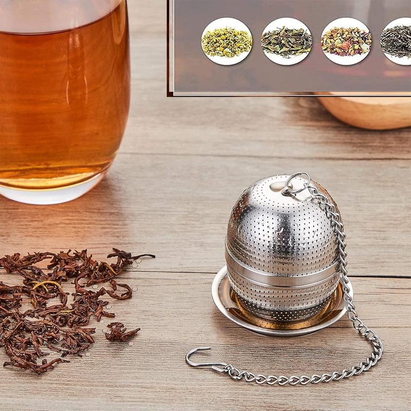 Tea Infuser for Loose Tea, Stainless Steel Tea Infuser Mesh Tea and Herb Ball Strainer, Tea Ball Strainers Infuser with Drip Trays, for Loose Leaf Tea, Herbal Tea, Mugs Teapots Spice Filter Silver 4
