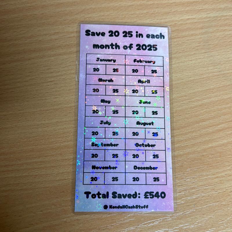 Save £540 in 20 or 25 amounts in 2025 tracker, cash savings template, challenge for A6 binder 4