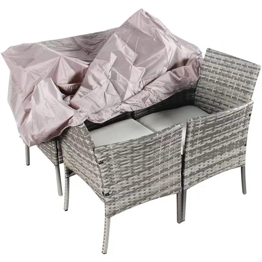 4 Piece Rattan Garden Furniture Set Outdoor Patio Sofa, table and chairs garden table Ideal for Pool Side, Balcony, Outdoor and indoor Conservatory Patio Set (Grey with Rain Cover)