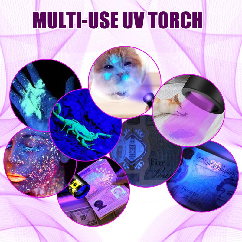 ZASHMART UV Torch 365nm Rechargeable Ultraviolet Light for Pet Urine Detection and Identification of Stains - UV Light For Pet Urine Detection | 3W USB Type C-Cable Rechargeable Torch | Mini Black Light Money Detector | Torch For Outdoor Indoor Use. 7