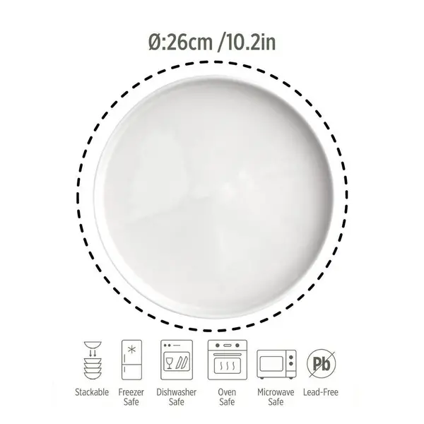 Elegant White 26cm Ceramic Serving Plate & Platter - Matte Series 2