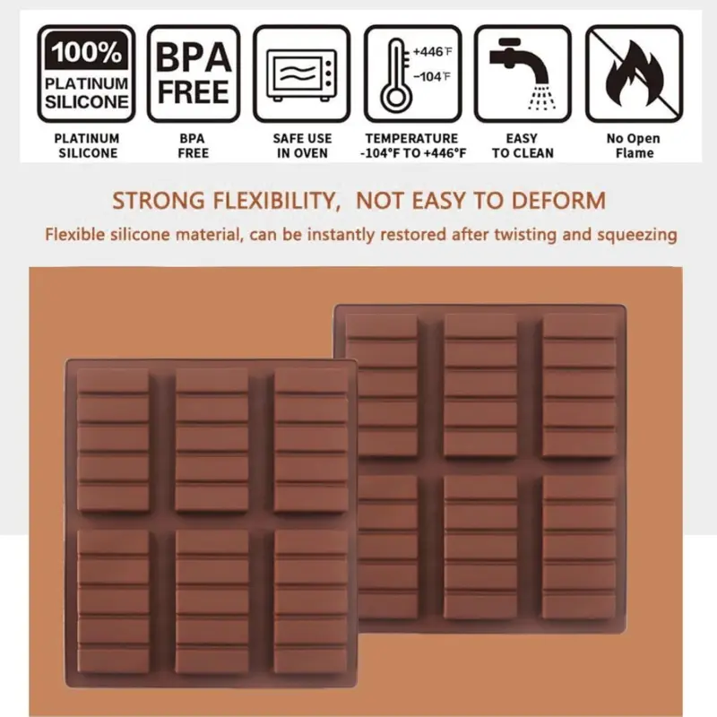 🌙 [2-3 days delivery]. 🌙 High - Quality Silicone Chocolate Bar Mould: Sectional Snap Design for Making Rectangle Wax Melts & Candies 3