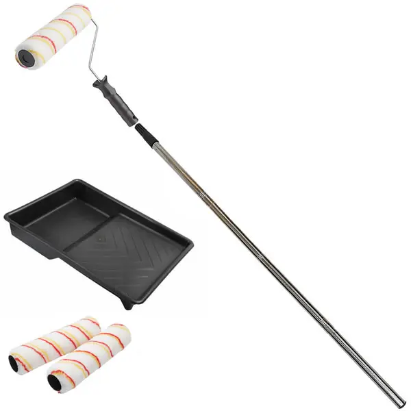 Ranger 0.95m Extension Pole Screw Thread & 9” Emulsion Wall Paint Roller Kit with Tray - Perfect for DIY Projects