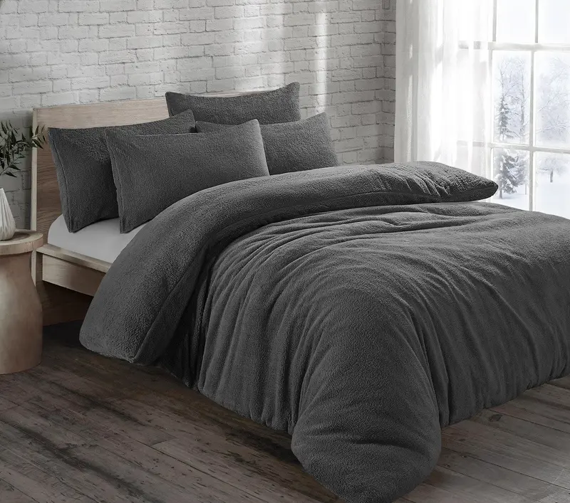 BRIT HOUSE TEDDY BEAR FUR SHERPA FLEECE DUVET COVER & PILLOWCASE/S BEDDING SET WINTER WARM COSY QUILT COVER BED LINEN SET PILLOW COVERS 4