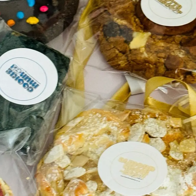 The Almond Croissant (STUFFED) Cookie by Bites of Temptation (DESSERT SIZE Snack) | Almond-Based Cookie with Home Baked Croissant Pieces, Cream Cheese Filling, White Chocolate Chunks & Powdered Sugar Dusting | Halal Suitable cookies 3