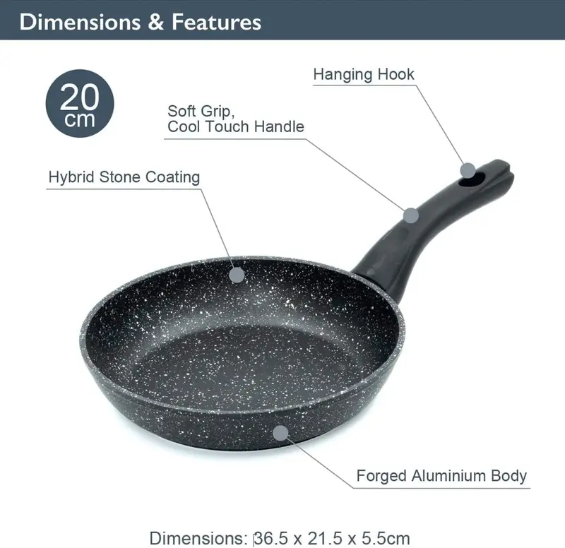 Non Stick Frying Pan 20cm, Induction, Electric & Gas Hob, Egg Frying Pan Cookware 1