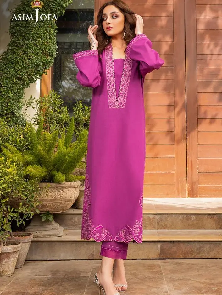 Asim Jofa -AJPE 31 - Shirt and Trouser  Stitched - Vivid Pink - Pakistani Dress Traditional Womenswear Clothing Women Lady Comfort Long Sleeve Pakistani Dress Eid outfit Pakistani suite Pakistani clothing brand
