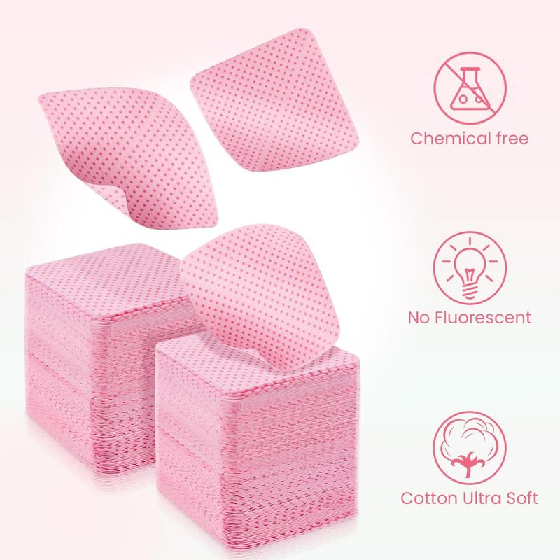 Lint Free Wipes for Nails, 600PCS Nail Wipes Pads, Nail Polish Remover Pads, Nail Varnish Remover Pads, Absorbent Remover Wipes Meltblown, Nail Art Tool Cleaning for nails, Pink Manicure Nail Care Cleanser Cleansing 2