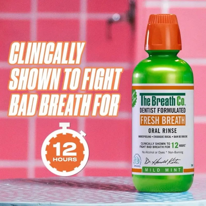 The Breath Co Alcohol Free Mouthwash - Dentist Formulated Oral Rinse for 12 Hours of Fresh Breath - Mild Mint Flavour, 500ml Sensitive 6