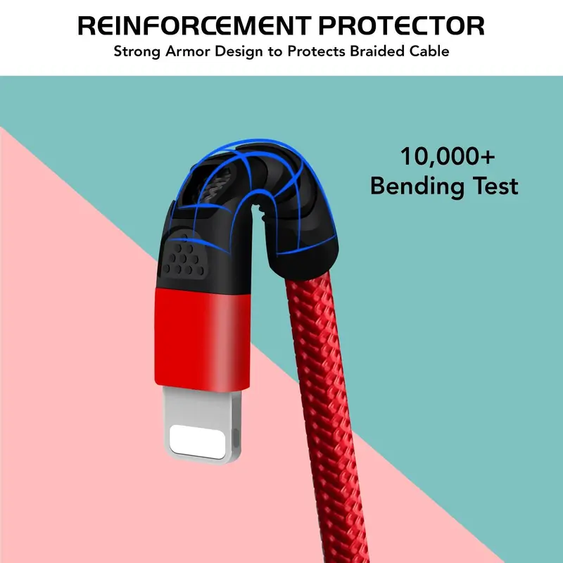 iPhone Charger Cable Heavy Duty Braided Long USB Fast Charger Cable Lead For iPhone 14 13 12 11 X 7 8 Charging Sync Connector Devices Smartphone Electronic charging cable lighning cable superfast cable iphone  x 5