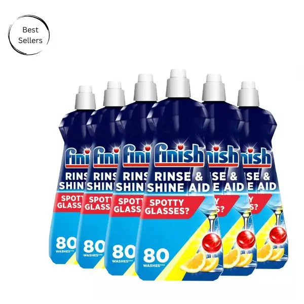 6 x Finish Dishwasher Rinse Aid Shine Lemon 400ml Drier Glasses Spot Prevention Household Bottles