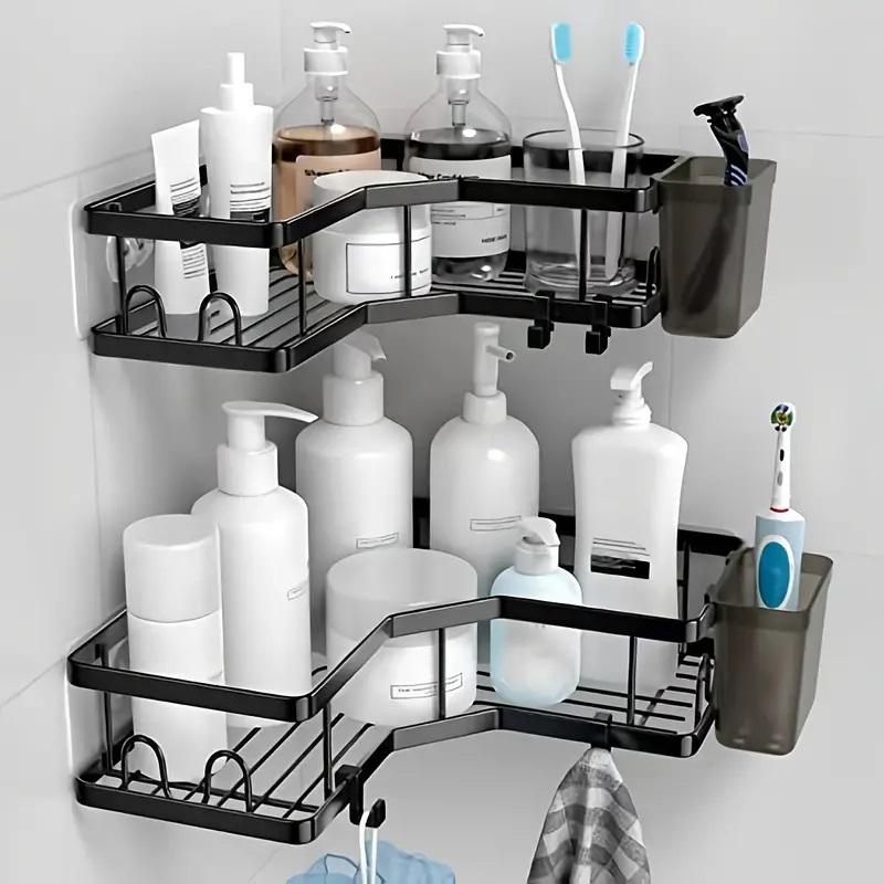 Dual Pack No-Drill Corner Shower Caddy - Rust-Free, Adhesive Mount Storage for Bathroom Bliss! 0