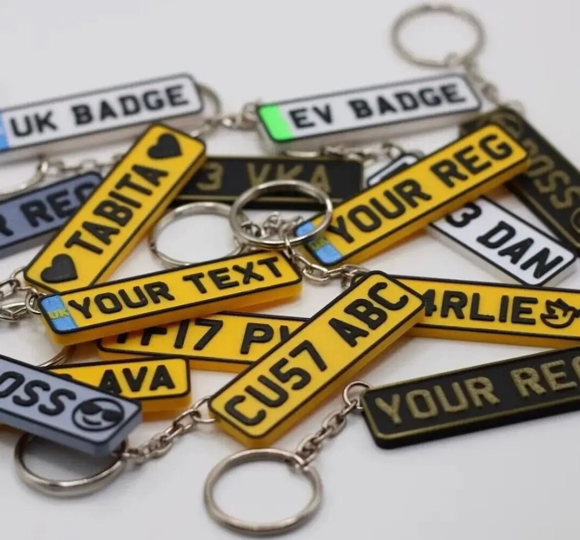 Personalised Car Number Plate Keyring - Single-Sided Design