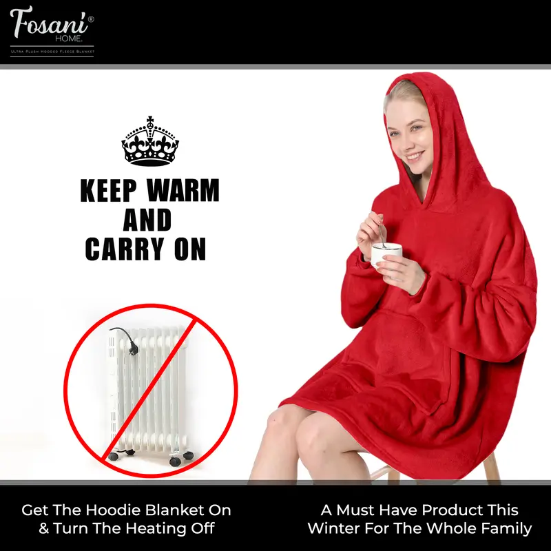 FOSANI Oversized Hooded Fleece Sherpa Blanket For Men, Women, Teenagers and Kids alike - One Size Fits All 3
