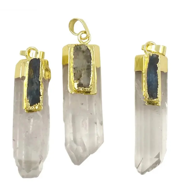 Sabrina Clear Quartz Pendant Women's Necklace with Aquamarine Touch 5
