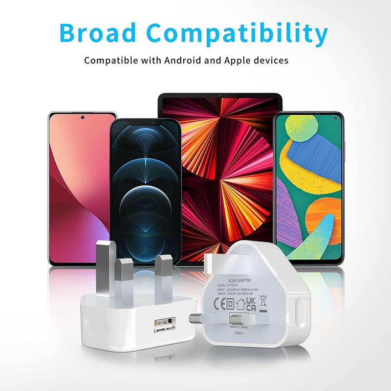 USB Charging 1 Amp, 1 Port, Mains Charger Adaptor 5W, Electronic Smartphone Mobile Device 6