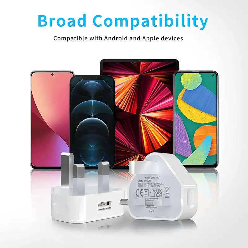 USB Charging 1 Amp, 1 Port, Mains Charger Adaptor 5W, Electronic Smartphone Mobile Device 6