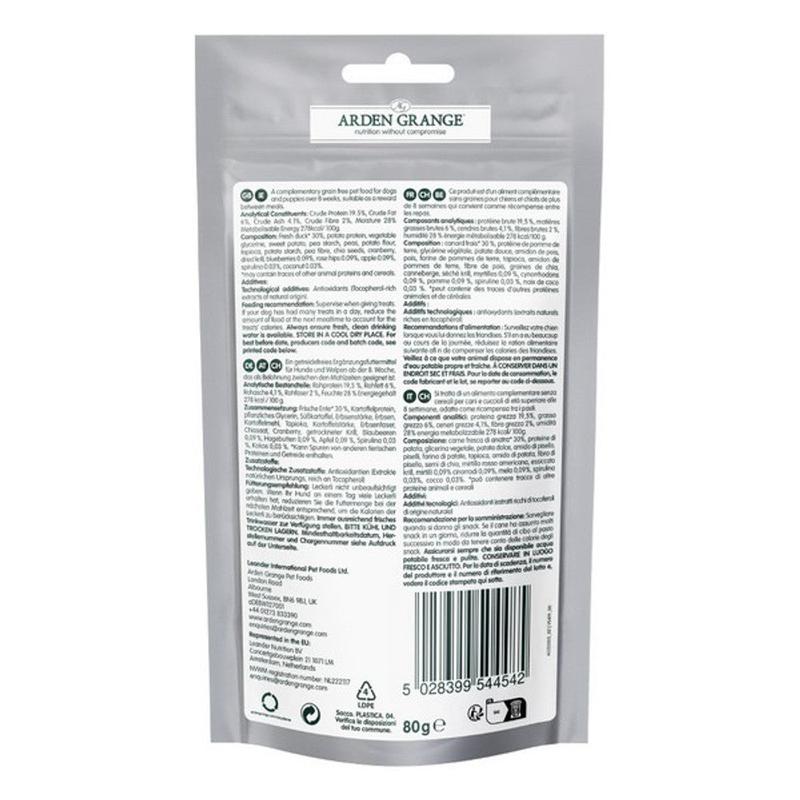 Arden Grange Training Treats Grain Free Duck & Superfoods (80g) 1