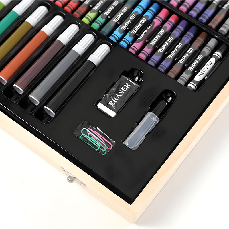 RLS 180pc Deluxe Wooden Colourful portable art colouring paint pen set for Boys and Girls 6