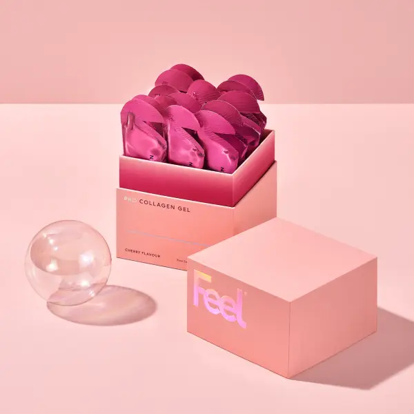 Feel Pro Collagen Gels - Cherry, Vegan, Anti-Wrinkle, Skin, Hair, Nails (30 sachets) 0