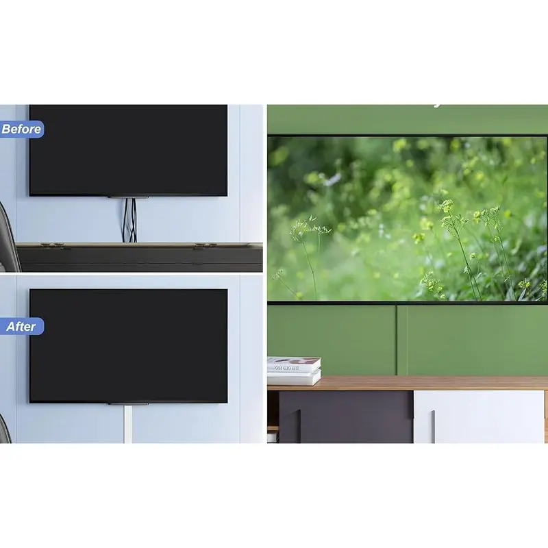 34in TV Cord Hider for Wall Mounted TV, Large Cord Cover Wall, Cable Hider TV Cable Management Kit, TV Wire Hider for Wall, White Cable Raceway Cable Cover, Cable Concealer 2 xL17in, W2in xH0.7in 8