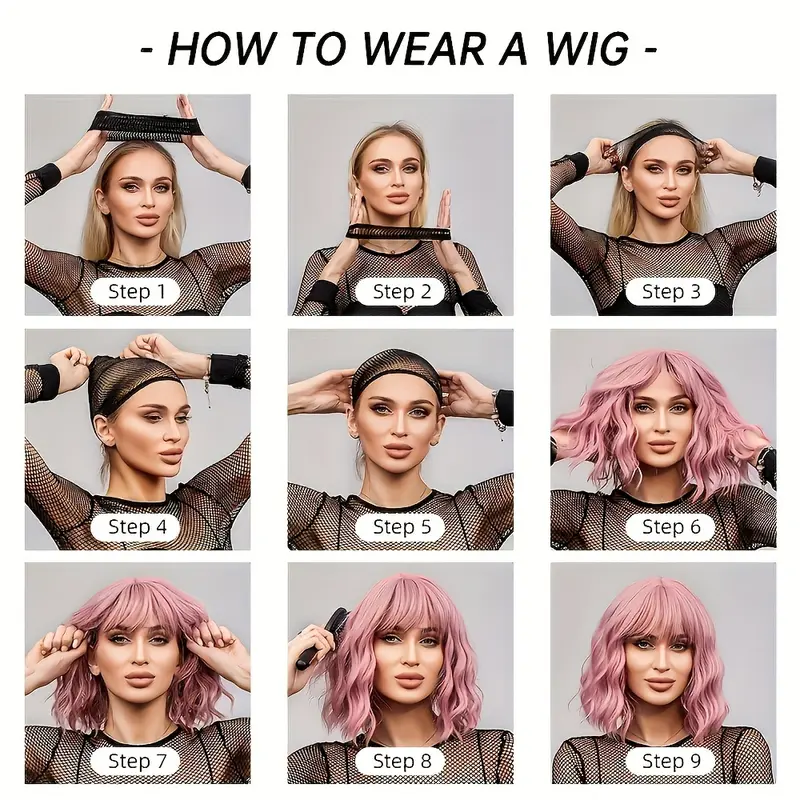 Medium-Length Wig for Women with Bangs, Off-Shoulder Hair, Age-Reducing Middle Part Wig, Full Wig 5