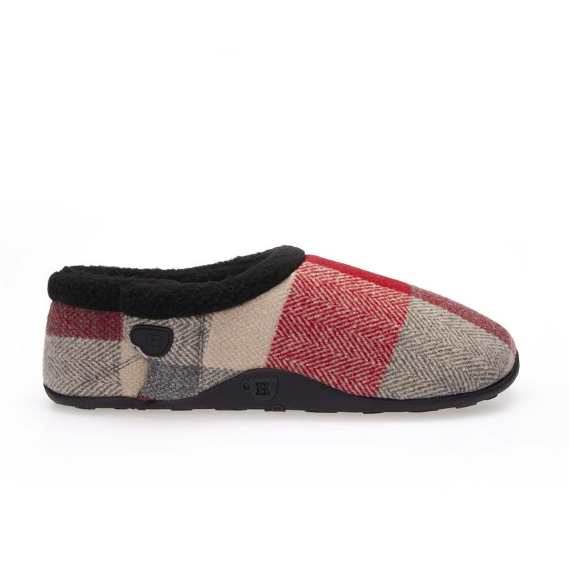 Sam Kids - Red Cream Herringbone Children's Check Slippers 5