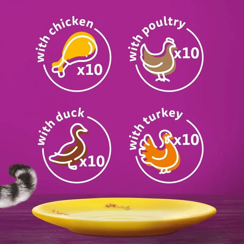 Whiskas 1+ Adult Poultry Selection in Jelly 40 Pouches, Adult Wet Cat Food, Megapack (40 x 85 g) 4