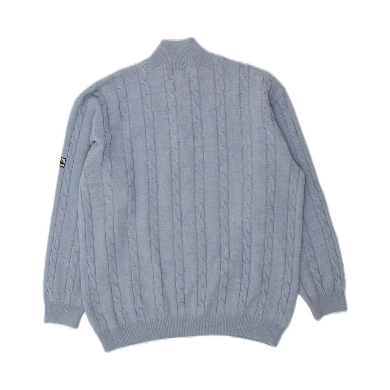 Pre-Owned Vintage NAVIGARE Mens Zip Neck Jumper Sweater Large Blue Acrylic 2
