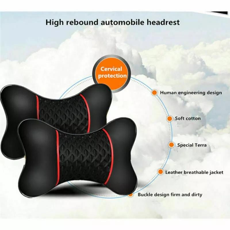2x Car Seat Head Neck Rest Cushion Chair Support Pillow Back Headrest UK 7