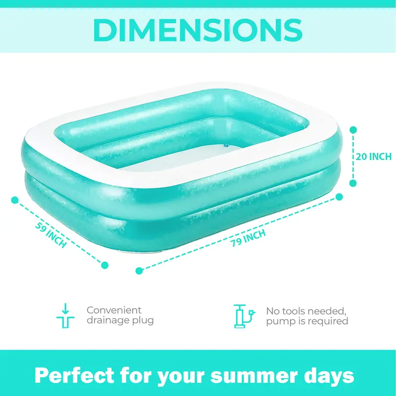 6.5FT BESTWAY INFLATABLE FAMILY PATIO GARDEN RECTANGULAR PADDLING SWIMMING POOL 1
