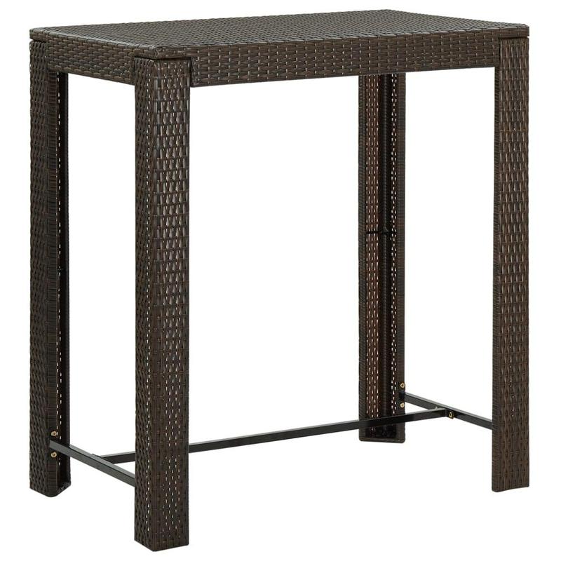5 Piece Outdoor Bar Set with Armrest Poly Rattan Brown 7
