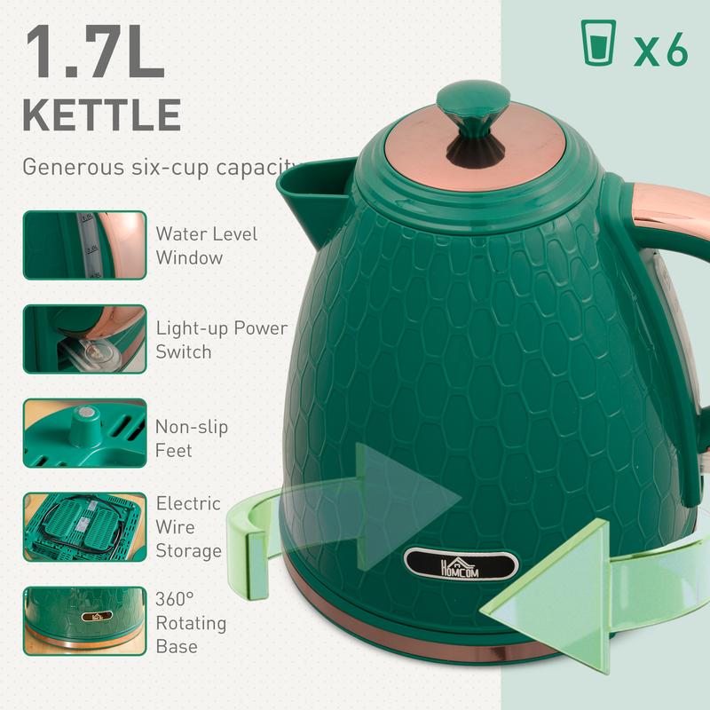 Fast-Boil Kettle & 7-Level Toaster Set Green 3