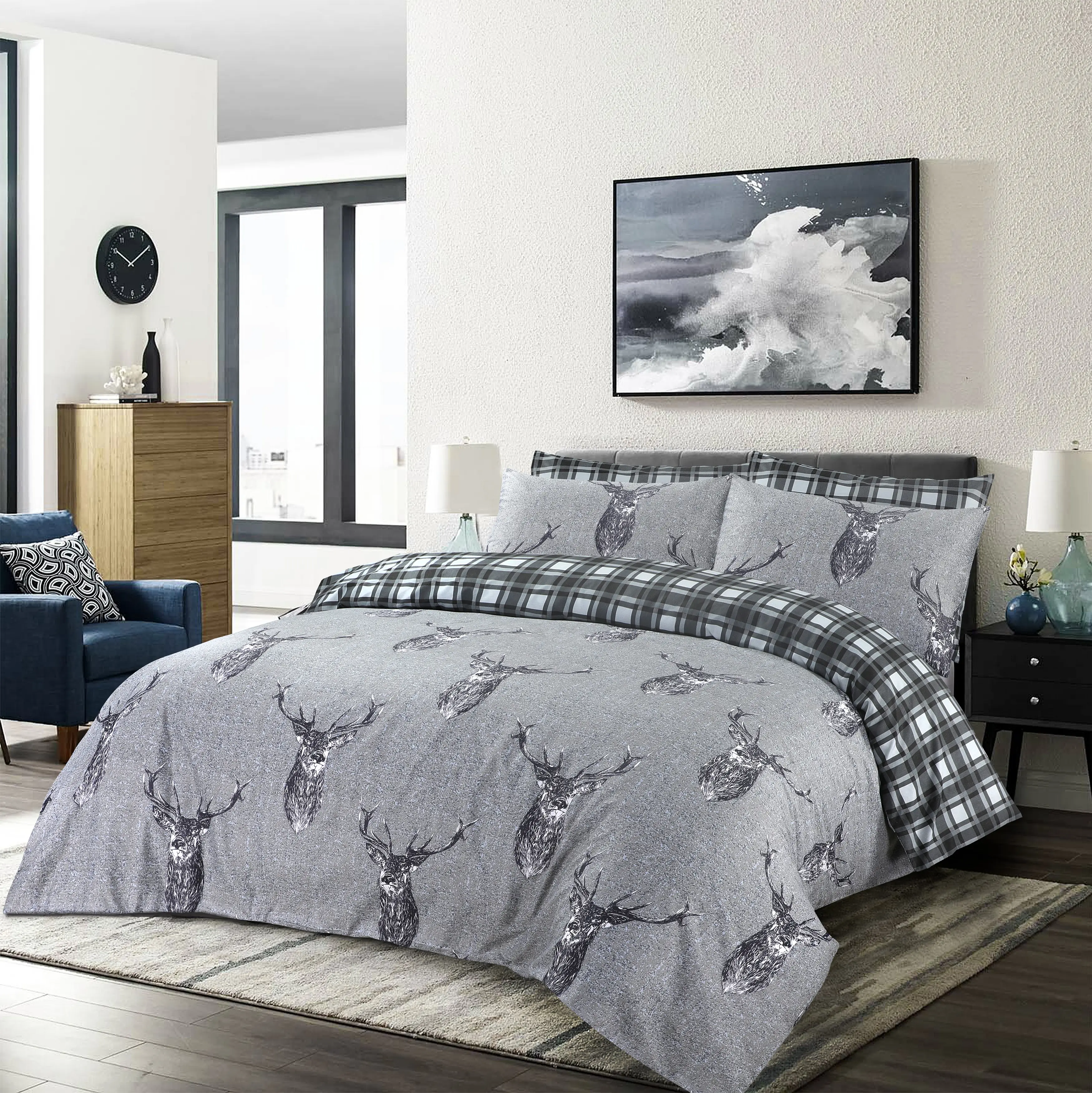 Stag Duvet Cover with Pillow Cases 100% Cotton Quilt Covers Bedding Sets Double King Super King Bed Size