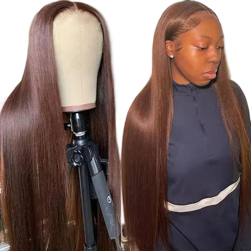 Human Hair Straight Chesnut Colored Hd Lace Wig 13x6 Chocolate Brown 13x4 Frontal Wigs For Women 0
