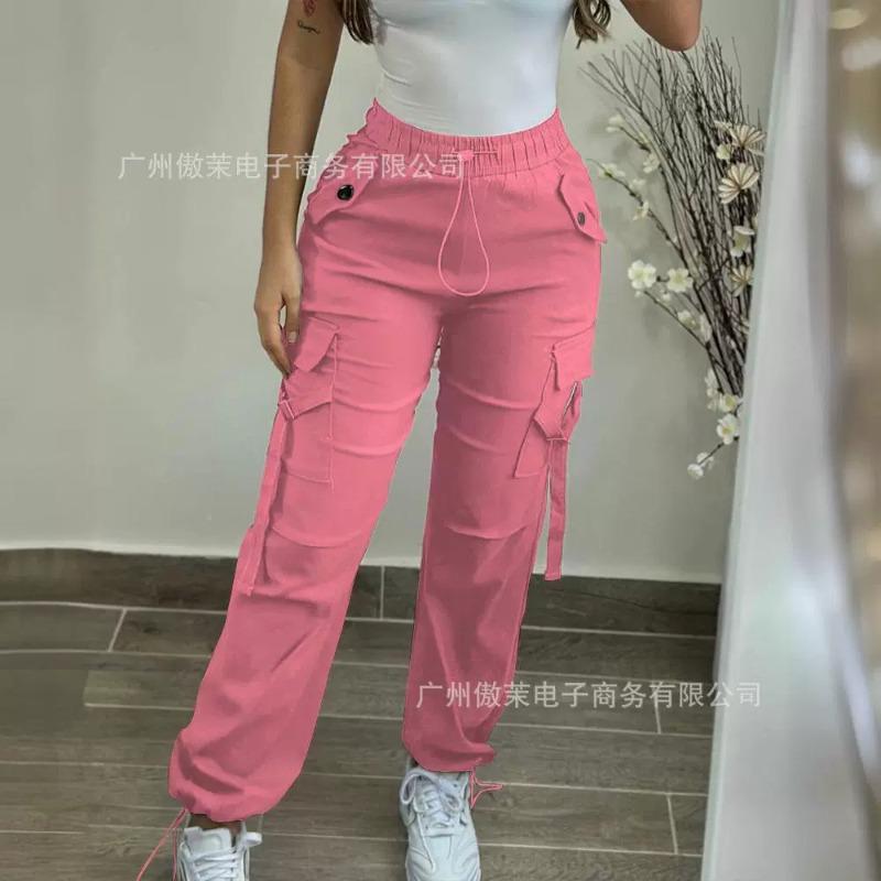 New Arrivals Temperament Design Sense Spring Summer Women's Clothing Solid Color Casual Elastic Waist Overalls 2